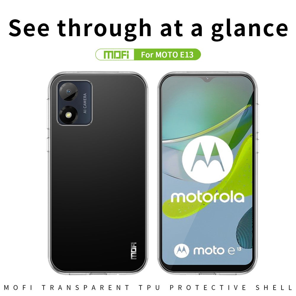 MOFI Til Motorola Moto E13 4G Blødt TPU Telefoncover Gennemsigtigt Anti-fald Mobiltelefoncover