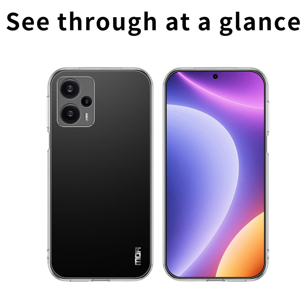 MOFI För Xiaomi Redmi Note 12 Turbo / Poco F5 5G Transparent TPU Skyddsskal Stötsäkert mobilfodral