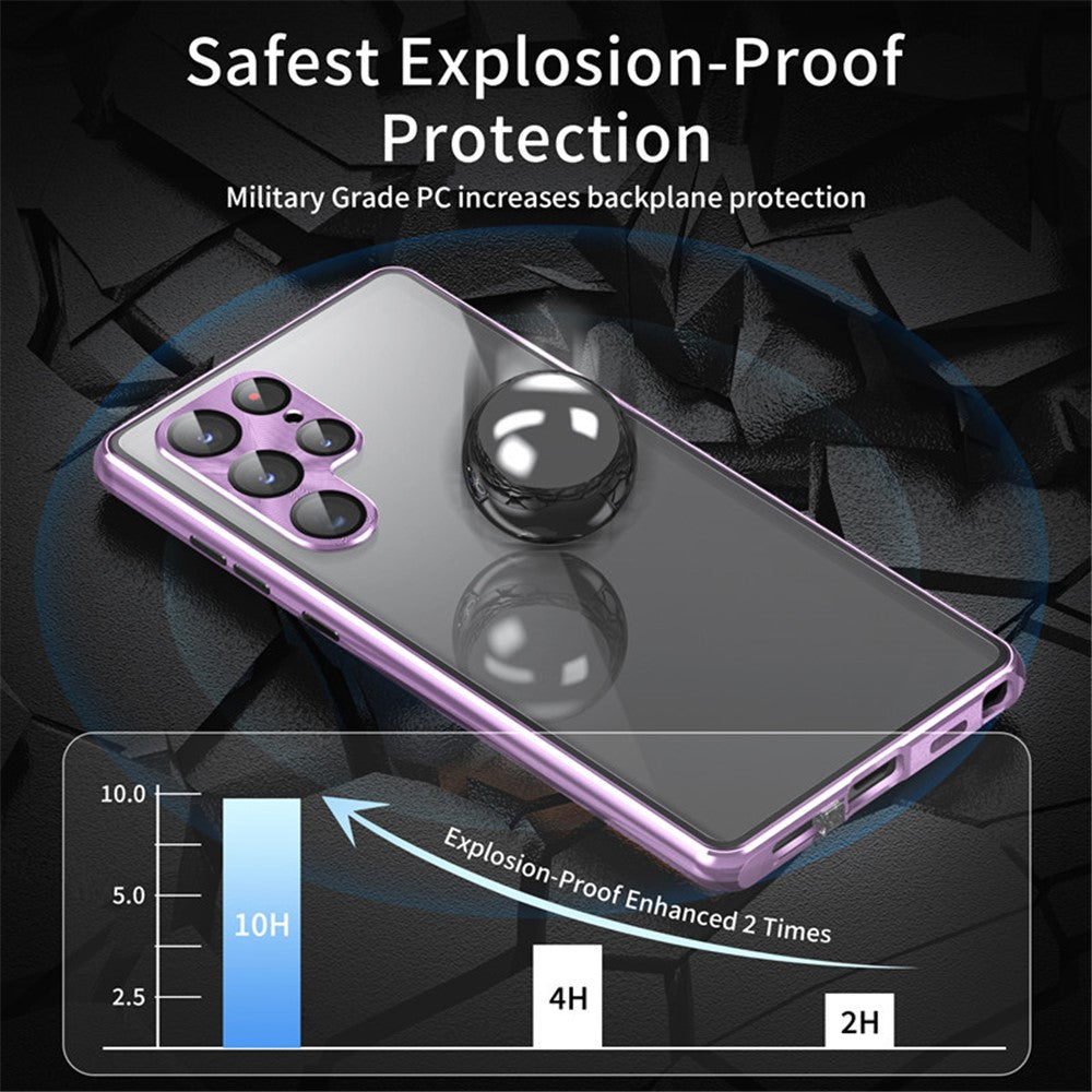 Samsung Galaxy S22 Ultra 5G-mobilcover med dobbeltsidet hærdet glas og magnetisk metalramme med låsespænde