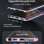 Samsung Galaxy S22 Ultra 5G-mobilcover med dobbeltsidet hærdet glas og magnetisk metalramme med låsespænde