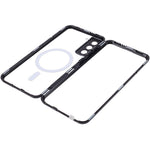 For Samsung Galaxy S22+ 5G Clear Magnetic Phone Case Tempered Glass Back Frosted PC Metal Frame Protective Cover