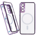 For Samsung Galaxy S22+ 5G Clear Magnetic Phone Case Tempered Glass Back Frosted PC Metal Frame Protective Cover