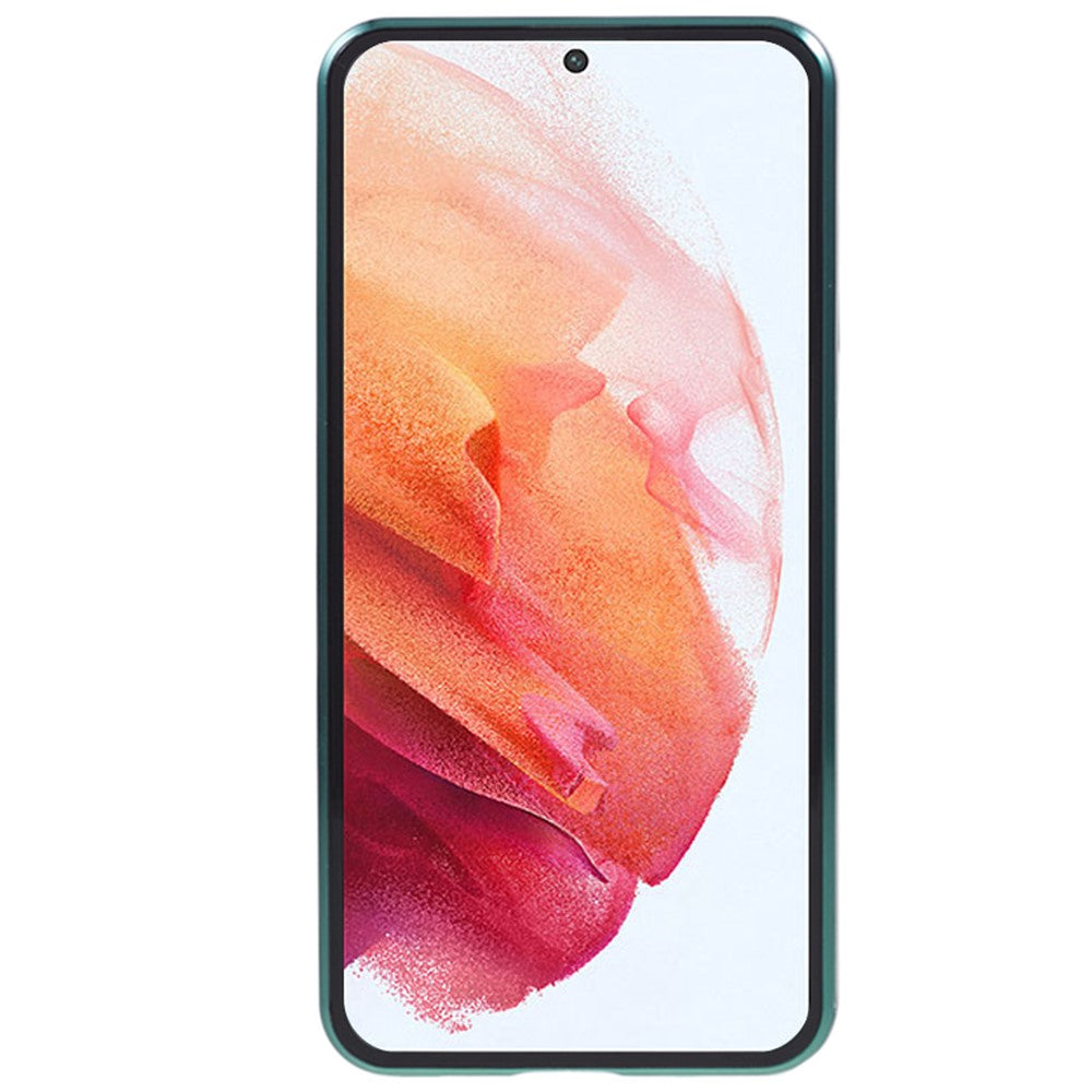 Samsung Galaxy S21 5G dobbeltsidet beskyttelsescover med magnetisk metalramme, hærdet glasbagside og matteret PC-mobilcover