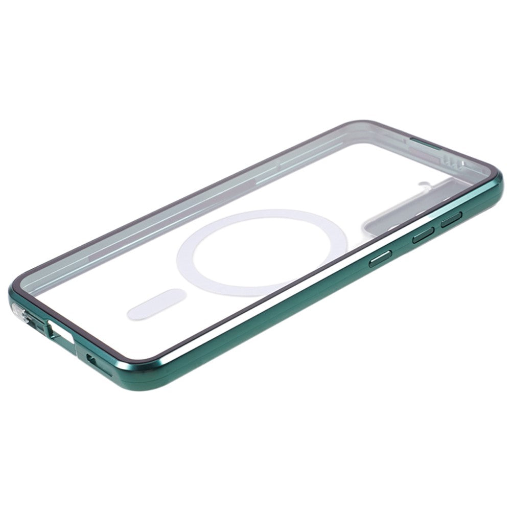 Samsung Galaxy S21 5G dobbeltsidet beskyttelsescover med magnetisk metalramme, hærdet glasbagside og matteret PC-mobilcover