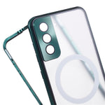 Samsung Galaxy S21 5G dobbeltsidet beskyttelsescover med magnetisk metalramme, hærdet glasbagside og matteret PC-mobilcover