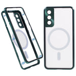 For Samsung Galaxy S21+ 5G Magnetic Phone Case Metal Frame Tempered Glass Back Frosted PC Double-sided Protection Cover