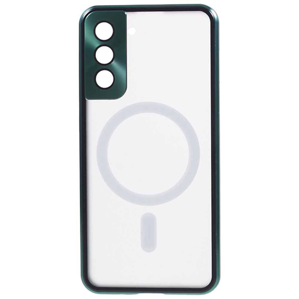 For Samsung Galaxy S21+ 5G Magnetic Phone Case Metal Frame Tempered Glass Back Frosted PC Double-sided Protection Cover