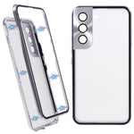 For Samsung Galaxy S22+ 5G Magnetic Metal Frame Phone Case Double Sided Tempered Glass Full Protective Cover with Lock Buckle
