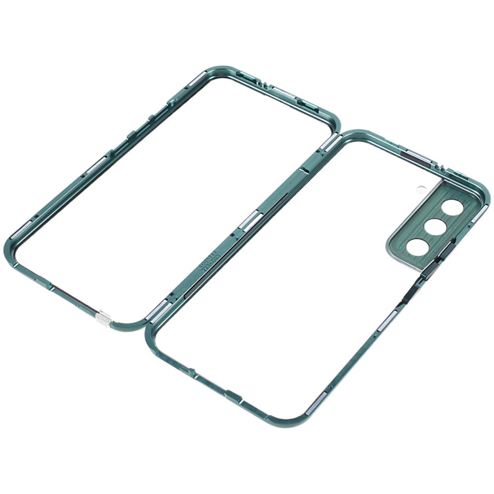 For Samsung Galaxy S21 5G Security Lock Magnetic Phone Case Metal Frame Double Sided Tempered Glass Clear Cover