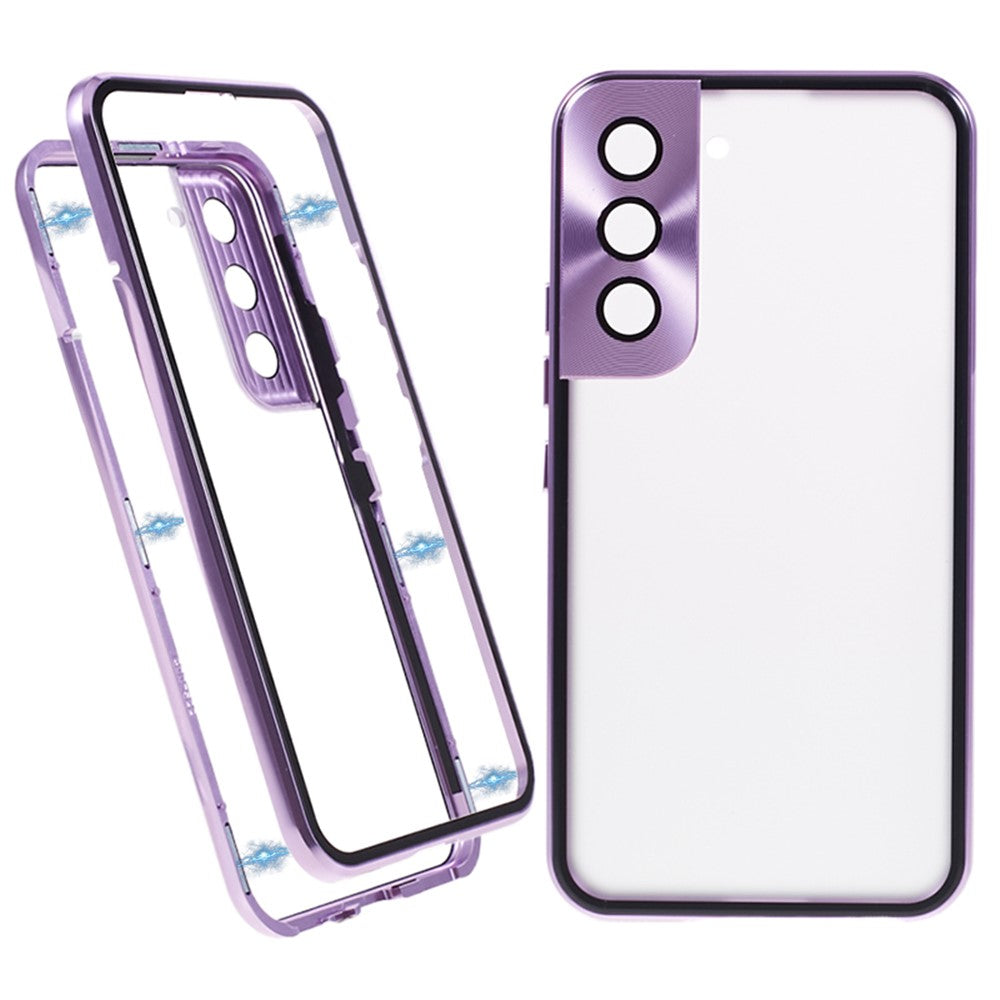 For Samsung Galaxy S21 5G Security Lock Magnetic Phone Case Metal Frame Double Sided Tempered Glass Clear Cover