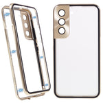 Samsung Galaxy S21 5G sikkerhedslås Magnetisk mobilcover med metalramme og hærdet glas på begge sider, gennemsigtigt cover
