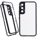For Samsung Galaxy S21 5G Security Lock Magnetic Phone Case Metal Frame Double Sided Tempered Glass Clear Cover
