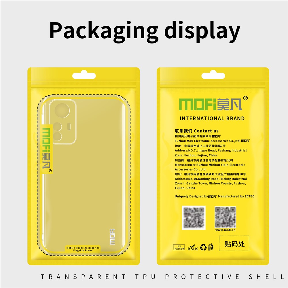 MOFI För Xiaomi Redmi Note 12S 4G Stoppsäkert Transparent Smartphonefodral Mjukt TPU mobilskydd