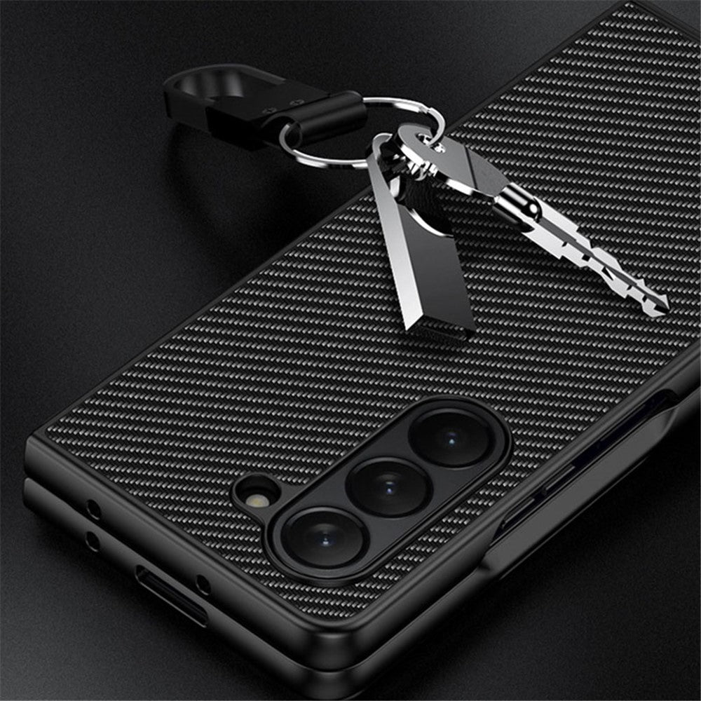 For Samsung Galaxy Z Fold5 5G Slim Fit PU Leather + PC Case Carbon Fiber Texture Phone Cover