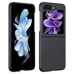 Til Samsung Galaxy Z Flip5 5G telefoncover med kulfibertekstur i PU-læder + PC, ultratyndt cover