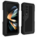Til Samsung Galaxy Z Fold4 5G Mobilcover i aluminiumslegering + silikone Stødsikkert Støvtæt Beskyttelsescover med støttefod og skærmbeskytter