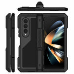 Til Samsung Galaxy Z Fold4 5G Mobilcover i aluminiumslegering + silikone Stødsikkert Støvtæt Beskyttelsescover med støttefod og skærmbeskytter