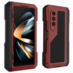 Til Samsung Galaxy Z Fold4 5G Mobilcover i aluminiumslegering + silikone Stødsikkert Støvtæt Beskyttelsescover med støttefod og skærmbeskytter