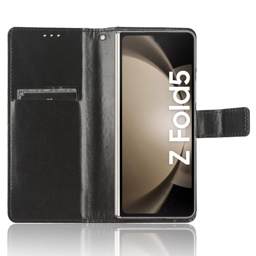 Phone Cover for Samsung Galaxy Z Fold5 5G Leather Wallet Crazy Horse Texture Stand Case with Pen Slot