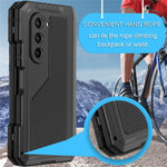 Samsung Galaxy Z Fold5 5G stødsikkert beskyttelsescover i aluminiumlegering + silikone med mobilstativ og PET-skærmbeskytter