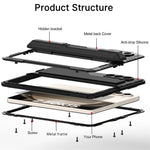 Samsung Galaxy Z Fold5 5G stødsikkert beskyttelsescover i aluminiumlegering + silikone med mobilstativ og PET-skærmbeskytter