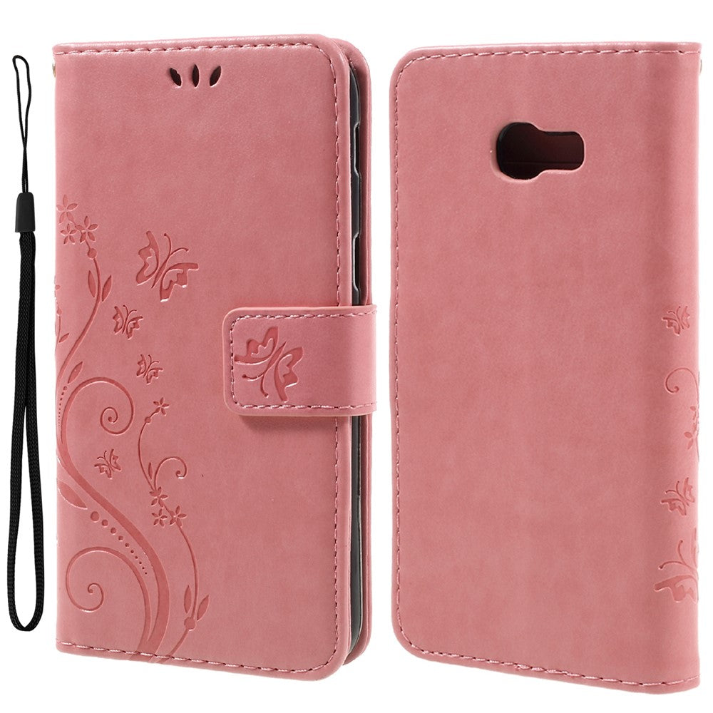 Sommerfugle Blomster Læder Stand Cover med Kortlommer til Samsung Galaxy A5 (2017)