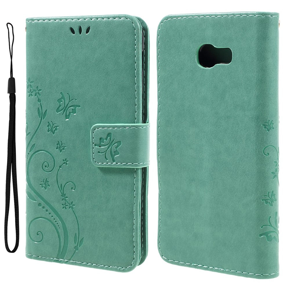 Sommerfugle Blomster Læder Stand Cover med Kortlommer til Samsung Galaxy A5 (2017)