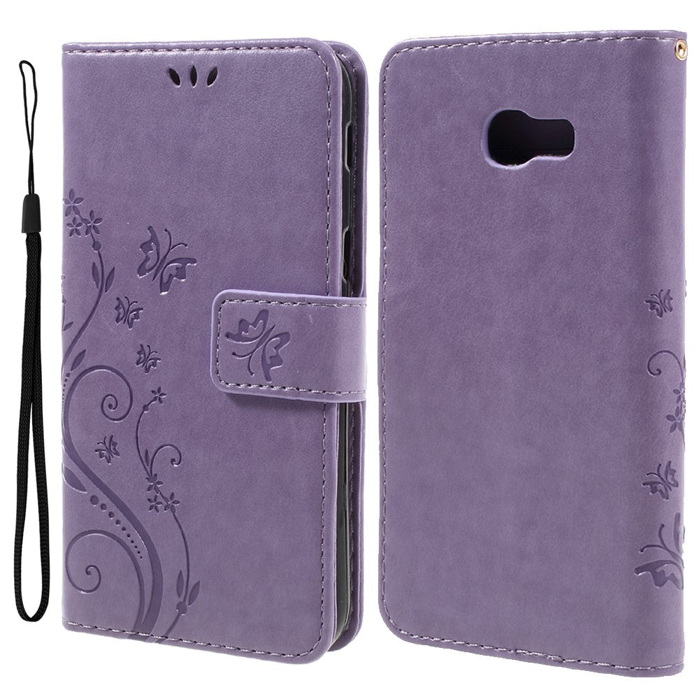 Sommerfugle Blomster Læder Stand Cover med Kortlommer til Samsung Galaxy A5 (2017)