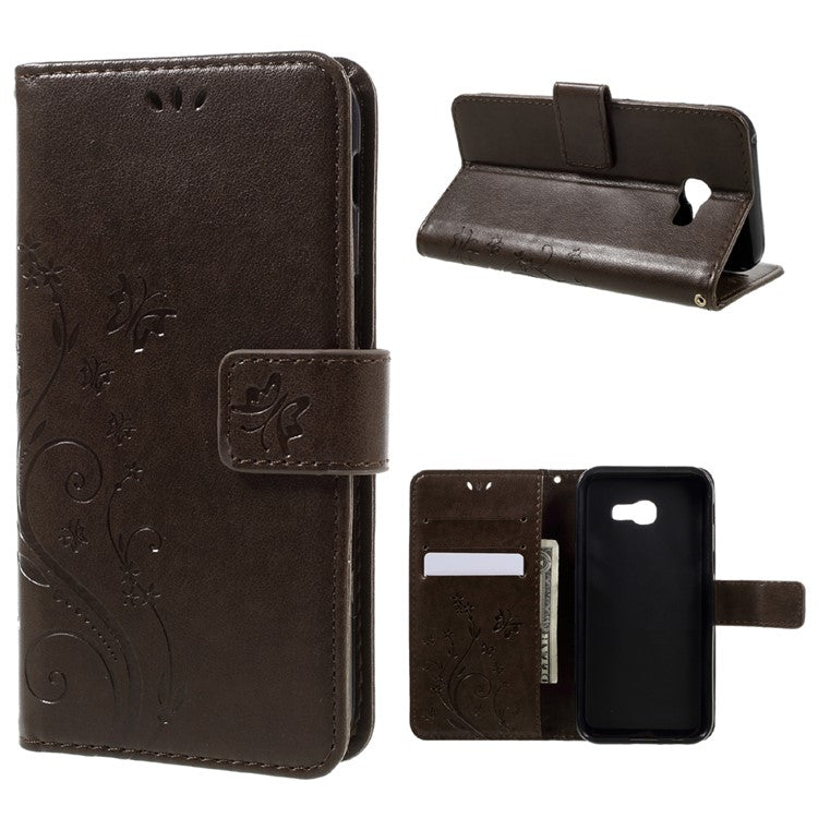 Läderfodral med fjärilsblommor till Samsung Galaxy A3 (2017)