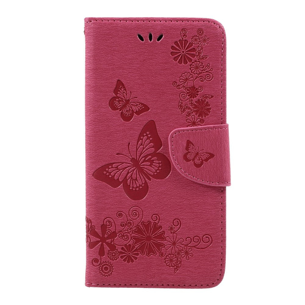 Läderfodral med tryckta fjärilsblommor till Samsung Galaxy A3 (2017)