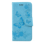 Läderfodral med tryckta fjärilsblommor till Samsung Galaxy A3 (2017)