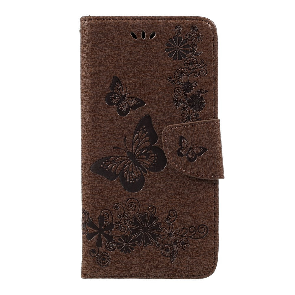 Läderfodral med tryckta fjärilsblommor till Samsung Galaxy A3 (2017)