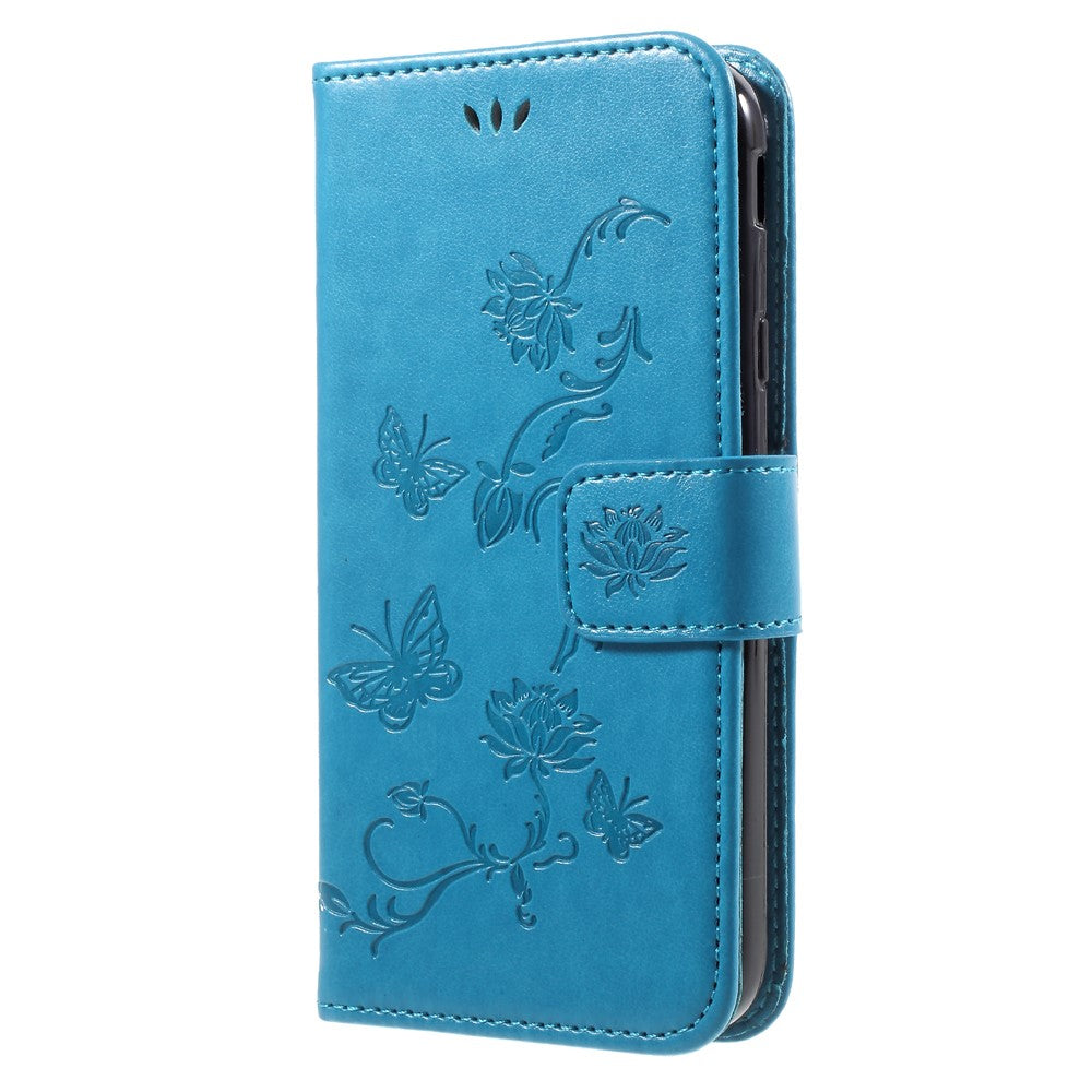 Imprint Butterfly Flower Magnetic Wallet PU Leather Stand Shell for Samsung	Galaxy J3 (2017) EU / Asia Version
