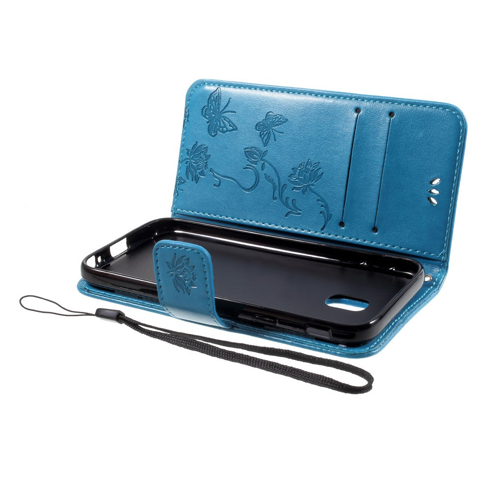 Imprint Butterfly Flower Magnetic Wallet PU Leather Stand Shell for Samsung	Galaxy J3 (2017) EU / Asia Version