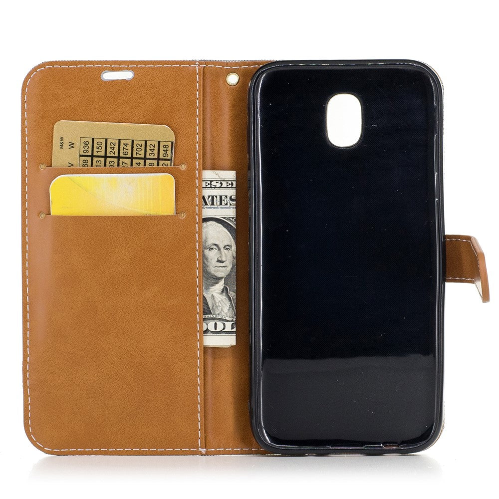 Two-tone Jean Cloth PU-Læder Pung Stativ Etui til Samsung Galaxy J5 (2017) J530 EU-version