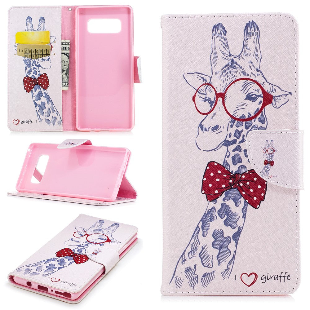 Pattern Printing PU Leather Wallet Stand Phone Accessory Case for Samsung Galaxy Note 8