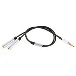 3.5mm Male to 2 Female Audio Extension Cord Earphone Audio Splitter Cable, Length: 30cm