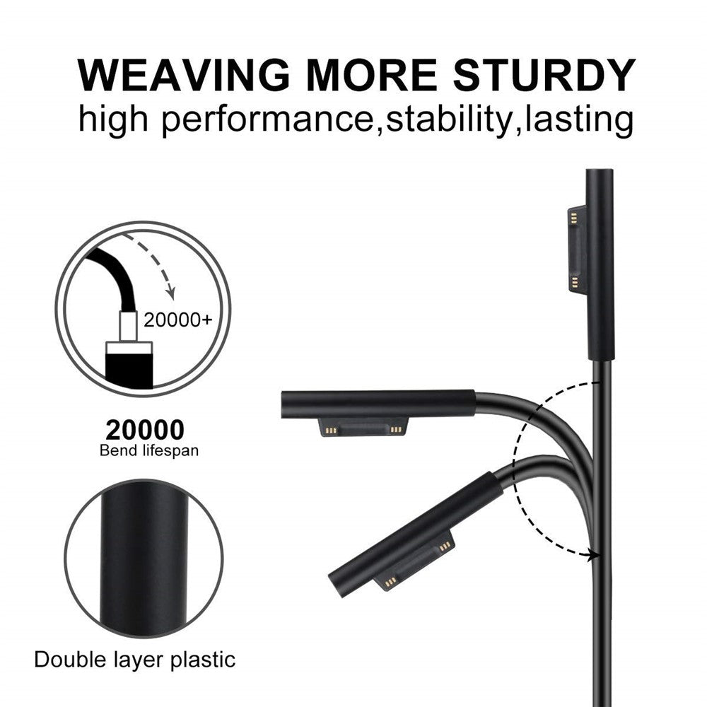 44W 15V 2,58A strømadapteroplader med USB-opladningsport til Microsoft Surface Pro 6/5/4/3 osv.