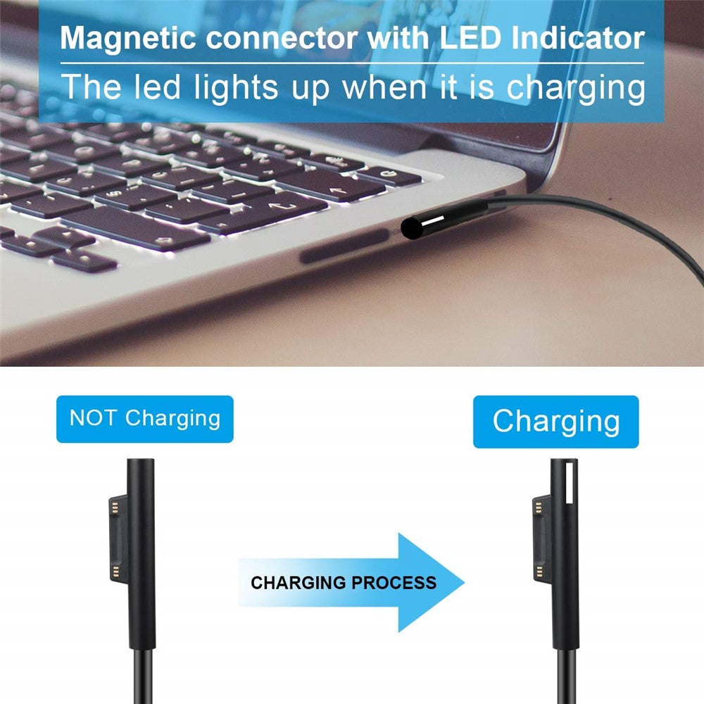 44W 15V 2,58A strømadapteroplader med USB-opladningsport til Microsoft Surface Pro 6/5/4/3 osv.