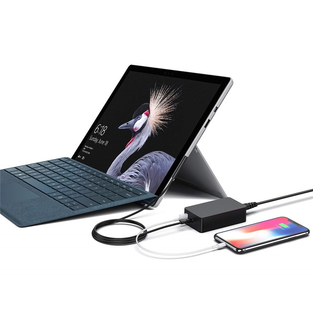 44W 15V 2,58A strømadapteroplader med USB-opladningsport til Microsoft Surface Pro 6/5/4/3 osv.
