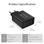 ESSAGER QC3.0 + Dobbelt 2.4A USB 30W Rejseoplader Vægoplader