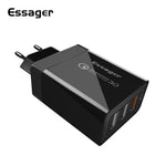 ESSAGER QC3.0 + Dobbelt 2.4A USB 30W Rejseoplader Vægoplader