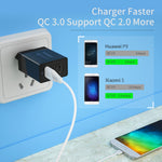 ESSAGER QC3.0 + Dobbelt 2.4A USB 30W Rejseoplader Vægoplader