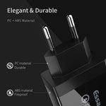 ESSAGER QC3.0 + Dobbelt 2.4A USB 30W Rejseoplader Vægoplader