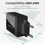 ESSAGER QC3.0 + Dobbelt 2.4A USB 30W Rejseoplader Vægoplader