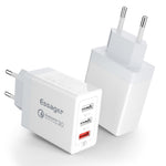 ESSAGER QC3.0 + Dobbelt 2.4A USB 30W Rejseoplader Vægoplader