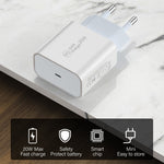 PD 20W USB C-hurtigoplader EU-stik strømadapter til iPhone 13/14-serien
