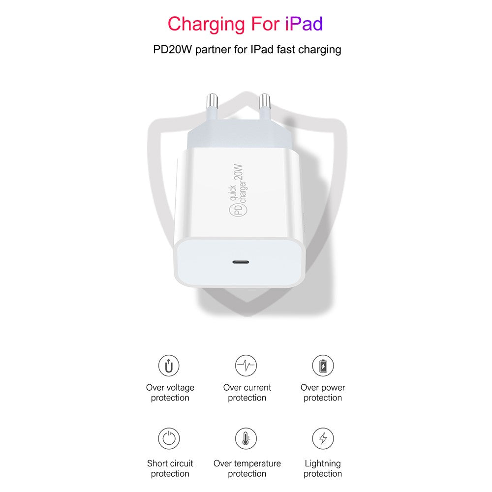 PD 20W USB C-hurtigoplader EU-stik strømadapter til iPhone 13/14-serien