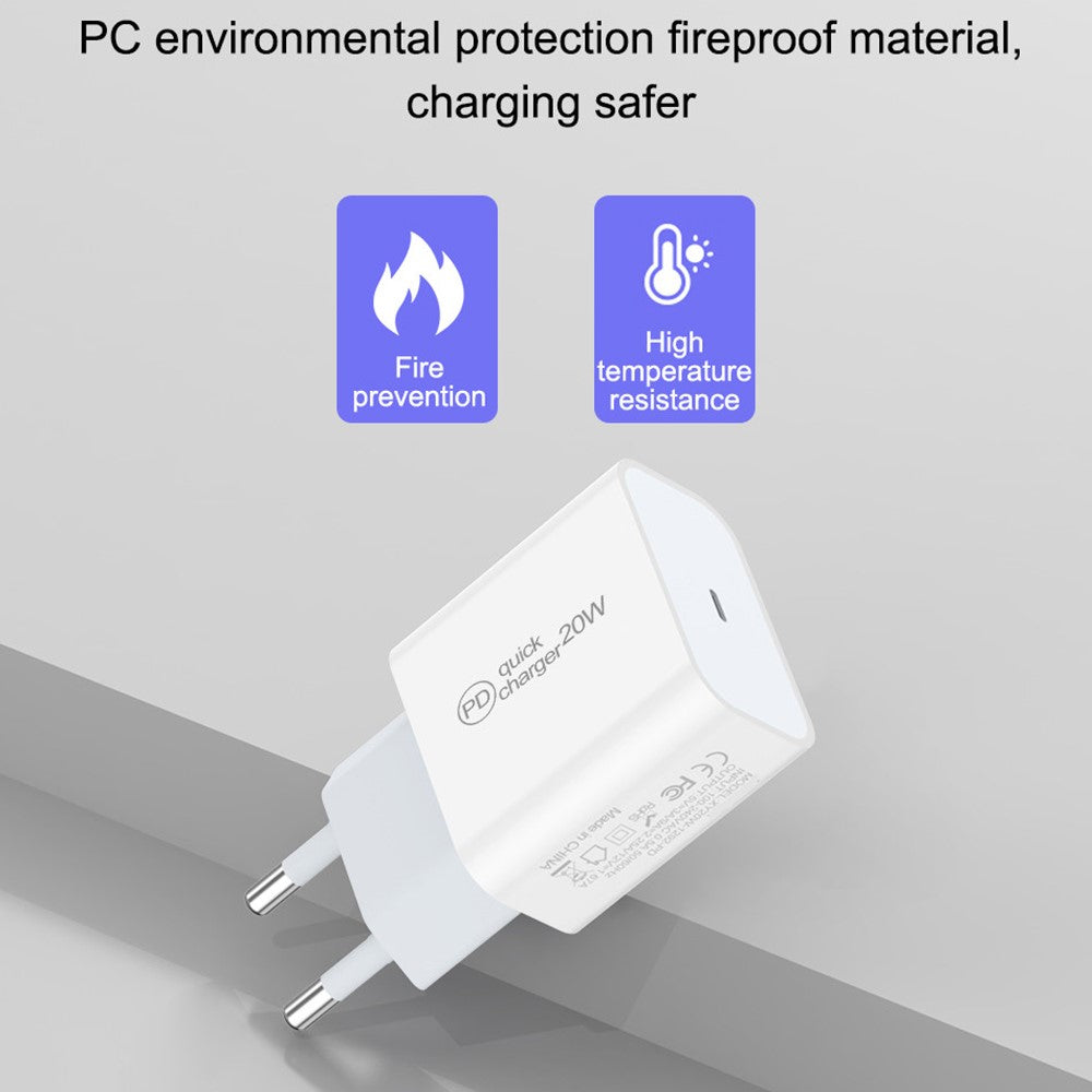 PD 20W USB C-hurtigoplader EU-stik strømadapter til iPhone 13/14-serien