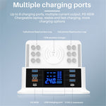WIN HOW SOLUTION YC-CDA36 PD65W Hurtig Opladning QC3.0 Mobiltelefon Laptop Opladerdock Trådløs Oplader med Natlys (CE Certificeret)